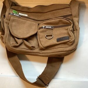 Classic Brown Canvas Messenger Bag